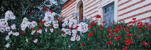 floraison automnale, place de l`église de Montigny sur l`Hallue. 2009. (40cmx120cm)