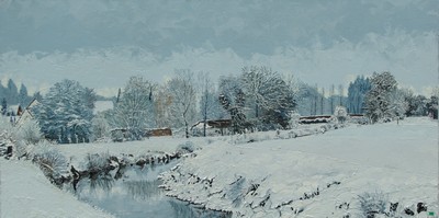 hiver sur l`Hallue. 2011. 50cmx100cm