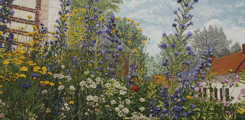 la place de l`église en fleurs. 2012-13. 40cmx80cm